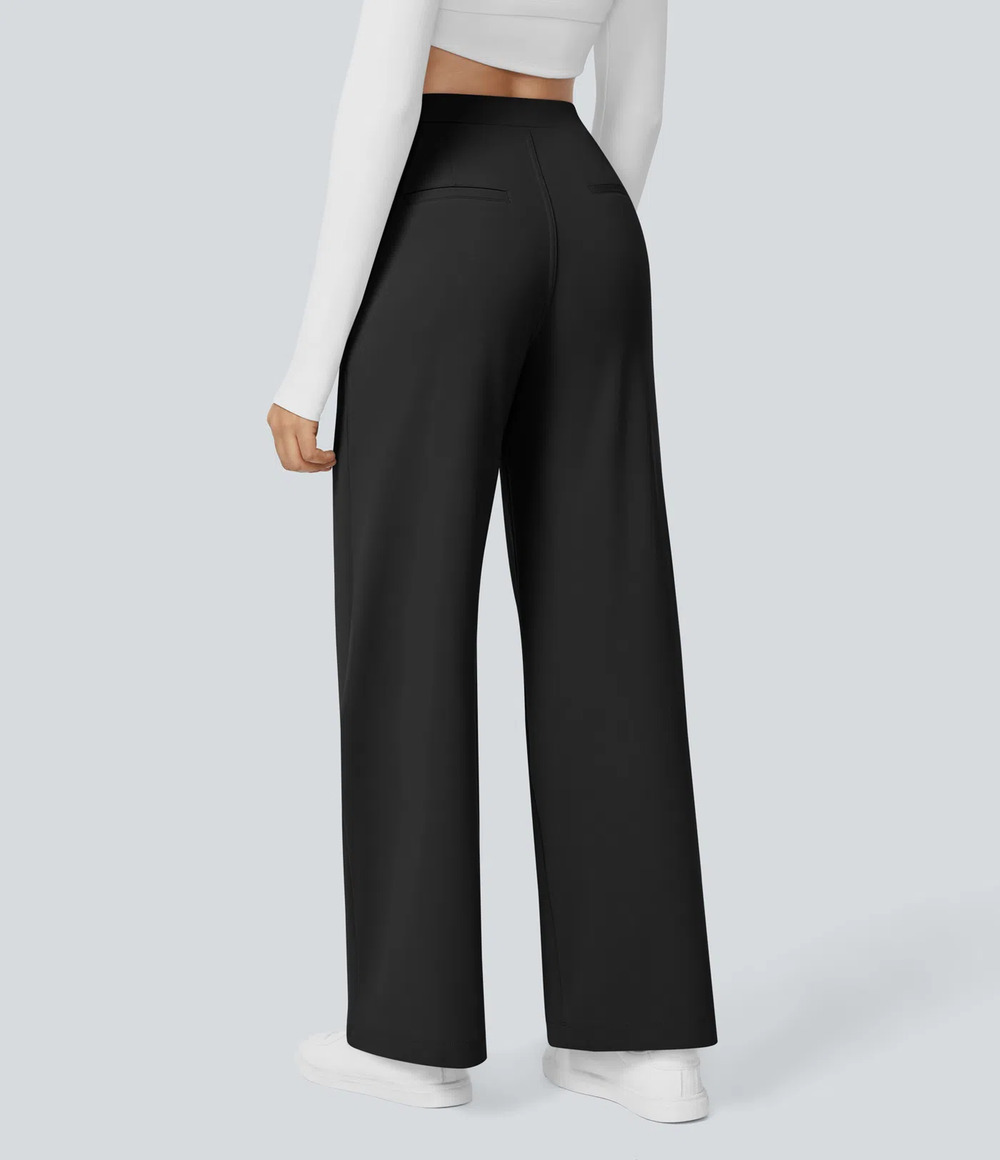 Halara High Waist Straight Leg Work Pants Stretch Comfort Black Large Regular